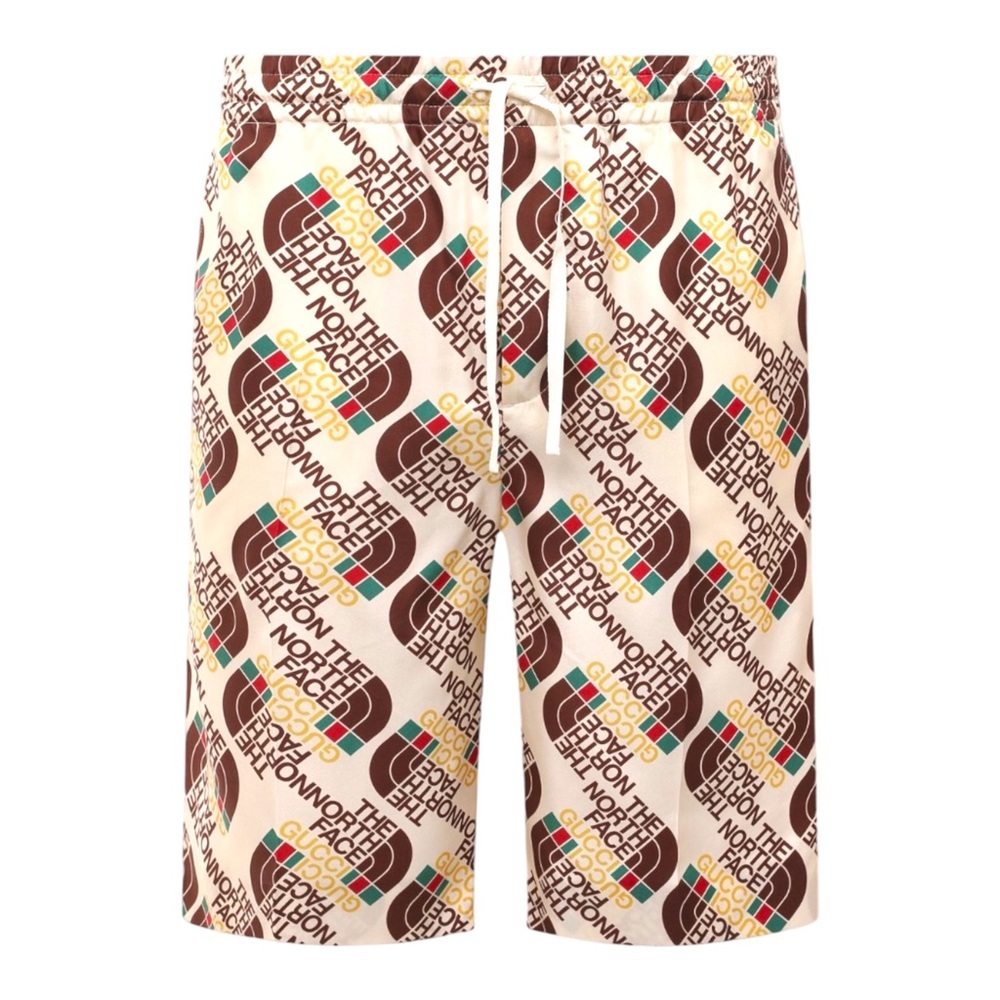 The North Face logo × Gucci Web Print Shorts